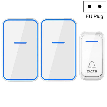 CACAZI Wireless Doorbell with Remote Control for Home Use - white waterproof transmitter and two indoor receivers with EU plug