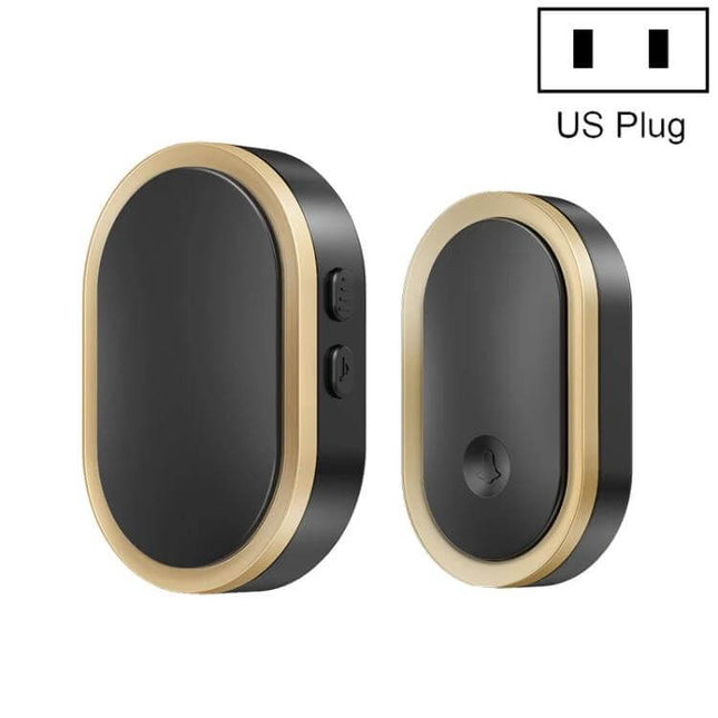 CACAZI Wireless Smart Remote Control Doorbell for Elderly black and gold wireless receiver and transmitter set with US plug