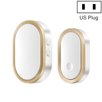 CACAZI Wireless Smart Remote Control Doorbell for Elderly - white and gold wireless doorbell transmitter and receiver set with US plug