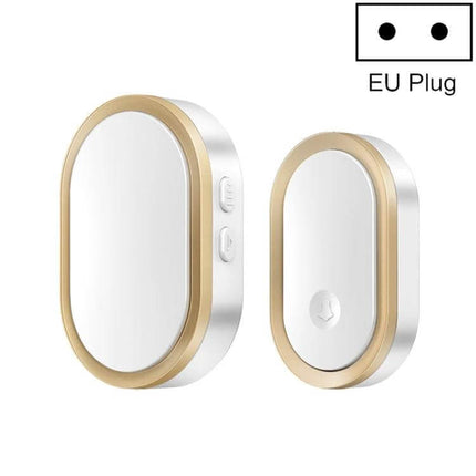 CACAZI Wireless Smart Remote Control Doorbell for Elderly white and gold receiver and push button set with EU plug