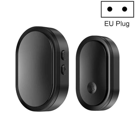 CACAZI Wireless Smart Remote Control Doorbell for Elderly - black wireless doorbell set with push button and receiver, long-range alerts for seniors