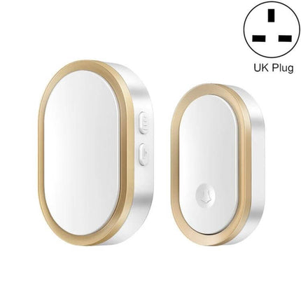 CACAZI Wireless Smart Remote Control Doorbell for Elderly white and gold twin unit with UK plug shown