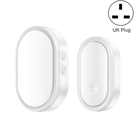 CACAZI Wireless Smart Remote Control Doorbell for Elderly - white wireless chime and push button set with UK plug