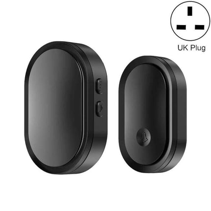 CACAZI Wireless Smart Remote Control Doorbell for Elderly - sleek black wireless doorbell set with UK plug, long-range alerts for seniors
