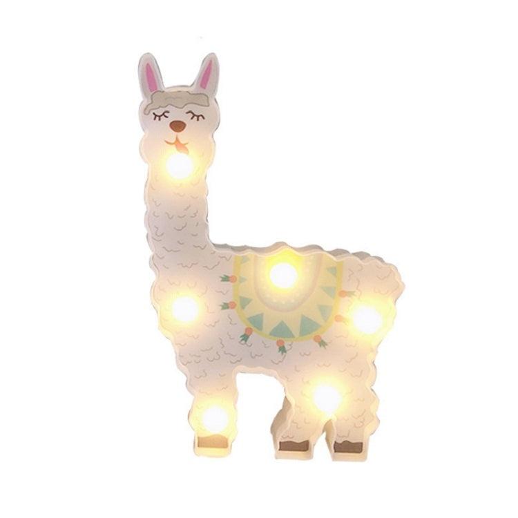 Lámpara de noche con forma de alpaca pintada con LED, decoración navideña, estilo para posar en la habitación