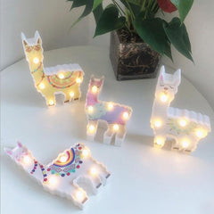 Lámpara de noche con forma de alpaca pintada con LED, decoración navideña, estilo para posar en la habitación