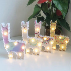 Lámpara de noche con forma de alpaca pintada con LED, decoración navideña, estilo para posar en la habitación