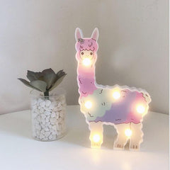 Lámpara de noche con forma de alpaca pintada con LED, decoración navideña, estilo para posar en la habitación