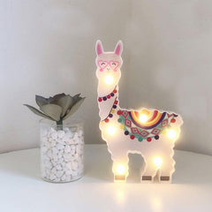 Lámpara de noche con forma de alpaca pintada con LED, decoración navideña, estilo para posar en la habitación