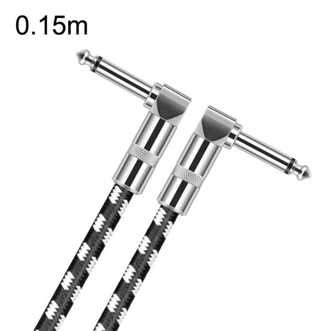 Guitar Connection Cable for Home Practice and Gigs - 0.15m angled instrument cable with braided jacket and right-angle plugs for clear audio