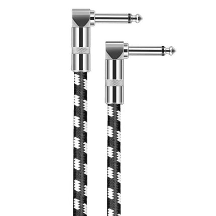 Guitar Connection Cable for Home Practice and Gigs – braided right-angle 1/4" instrument cable for electric guitar and bass