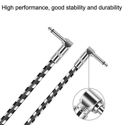 Guitar Connection Cable for Home Practice and Gigs braided cable with straight and right-angle 1/4" plugs, durable connectors for practice and live shows