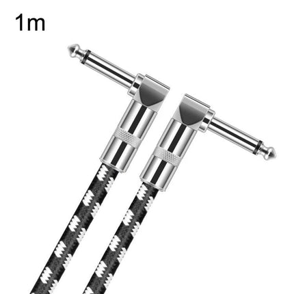Guitar Connection Cable for Home Practice and Gigs - 1m braided right-angle instrument cable for electric guitar and bass