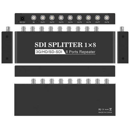 SDI Video Distribution Amplifier with 1 Input and 8 Outputs | Syndmart
