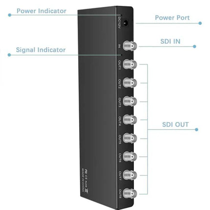 SDI Video Distribution Amplifier with 1 Input and 8 Outputs | Syndmart