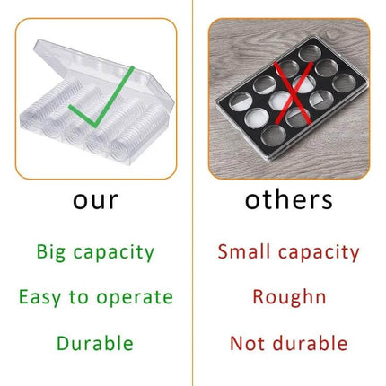 Coin Capsule Storage Box Set, 100 30mm Round Capsules, Transparent - clear durable case with 100 capsules organized for easy coin display