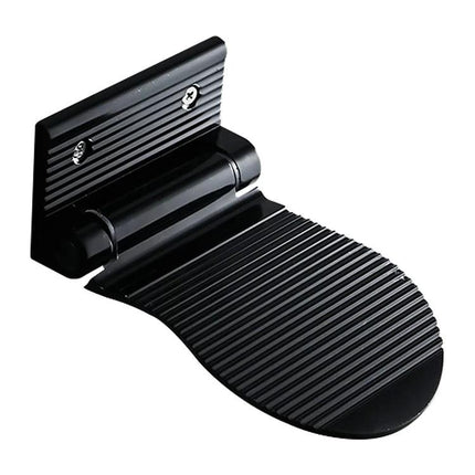 Wall-Mounted Foot Rest for Shower and Daily Bathroom Use - foldable black wall-mounted shower foot rest with textured non-slip surface