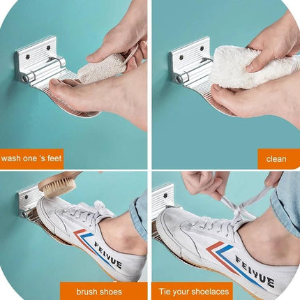 Wall-Mounted Foot Rest for Shower and Daily Bathroom Use - foldable wall-mounted footrest for shaving, washing, brushing shoes and tying shoelaces