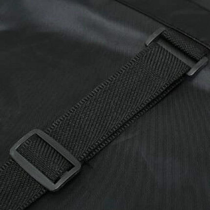 Durable Guitar Bag for Everyday Travel and Protection black Oxford cloth shoulder strap close-up showing adjustable webbing and metal buckle