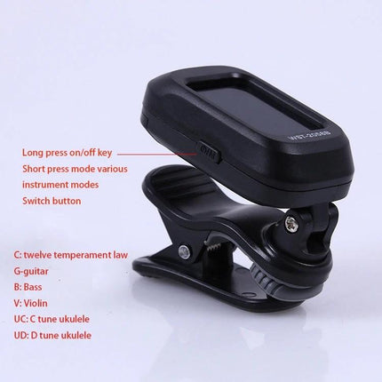 Little Angel Tuner for Everyday Guitar Practice and Travel - compact clip-on tuner with LED display for guitar, bass, violin, ukulele