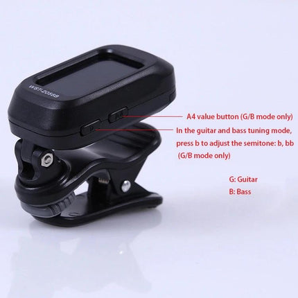 Little Angel Tuner for Everyday Guitar Practice and Travel - compact clip-on LED tuner for guitar and bass, ideal for practice and travel