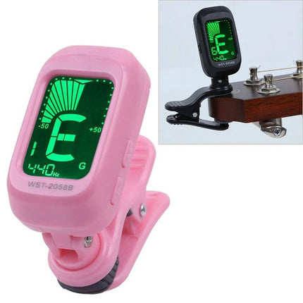 Little Angel Tuner for Everyday Guitar Practice and Travel - pink clip-on LED chromatic tuner for guitars and travel practice