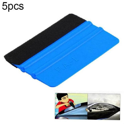 Set of 5 Blue Felt Scrapers for Car Film Application - blue felt squeegee set for bubble-free window tint and film installation