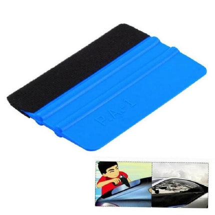 Set of 5 Blue Felt Scrapers for Car Film Application - single blue felt scraper with black felt edge for bubble-free window tint installation