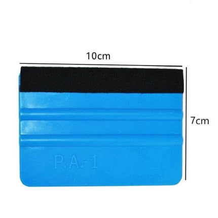 Set of 5 Blue Felt Scrapers for Car Film Application - single blue 10cm x 7cm felt scraper with black edge for film and tint installation