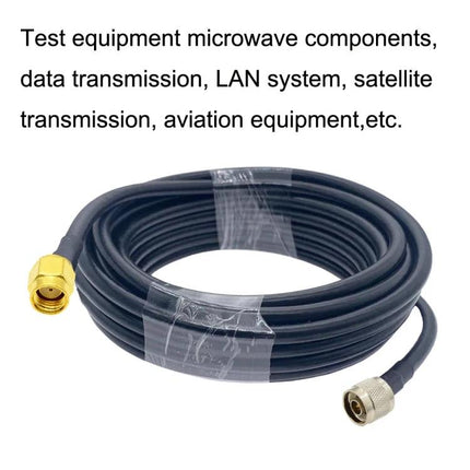 RP-SMA Male to N Male RG58 Coaxial Cable for Antenna Extensions, black RG58 cable with gold RP-SMA male and silver N male connectors