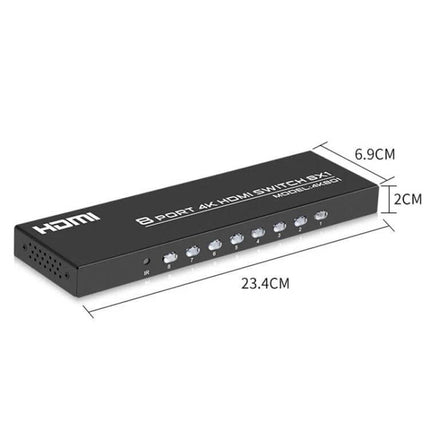 FJGEAR HDMI Switcher for Connecting Multiple Devices to TV - 8-port 4K HDMI switch with front buttons and compact measurements