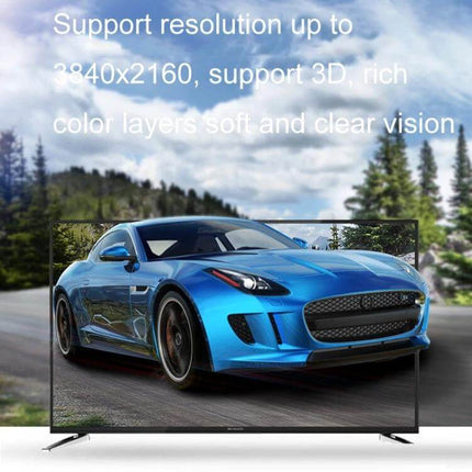 FJGEAR HDMI Switcher for Connecting Multiple Devices to TV - 8-port HDMI switch displaying 4K car image on TV for presentations and gaming