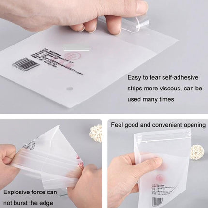 Matte CPE Self-Sealed Bags for Electronics Packaging and Protection showing matte pouch being sealed and handled for shipping