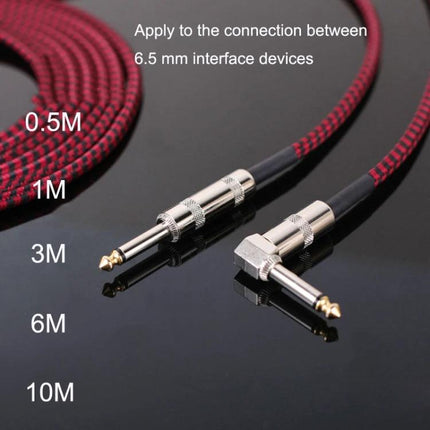 Reliable Guitar Cable for Musicians' Daily Practice and Performances - red braided 6.35mm instrument cable with straight and right-angle plugs