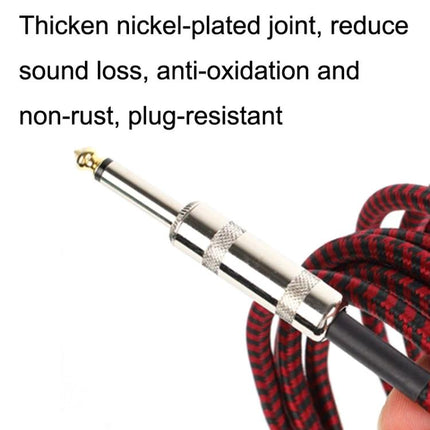 Reliable Guitar Cable for Musicians' Daily Practice and Performances – nickel‑plated 1/4" plug, braided red/black jacket, durable anti‑oxidation connector