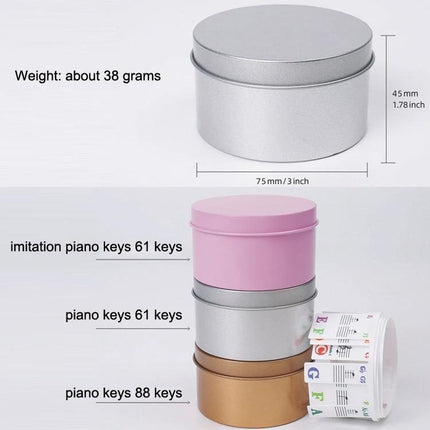 Color-Coded Stickers for Kids' Everyday Piano Learning at Home - tin storage and rolled keyboard sticker sets for 61 and 88 key pianos