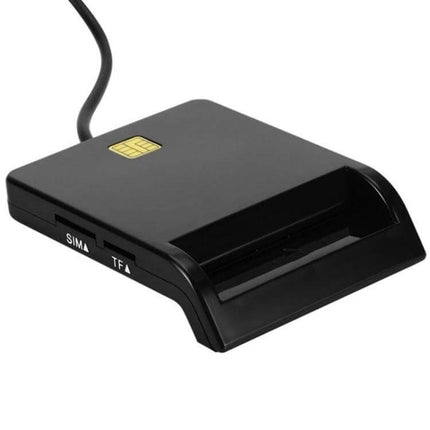 Multi-Function Card Reader for SD, TF, and SIM Cards - compact black USB reader for SD, TF (micro SD) and SIM card access and data transfer
