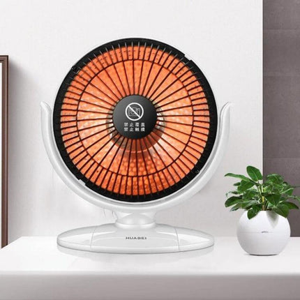 Small Sun Compact Desk Heater for Office and Home Use - quartz tube compact desk heater on white table providing targeted warmth