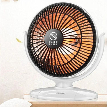 Small Sun Compact Desk Heater for Office and Home Use - white quartz tube desk heater on table, adjustable directional warmth for small spaces