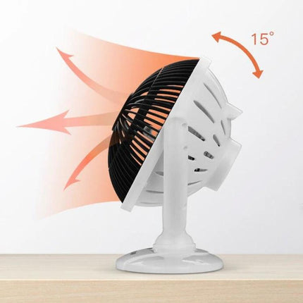 Small Sun Compact Desk Heater for Office and Home Use tilted 15° on desk showing adjustable quartz tube warm airflow