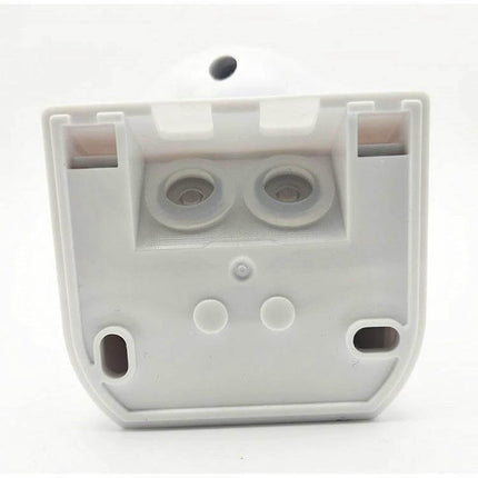 Waterproof Outdoor Infrared Motion Sensor Switch for Lights mounted on porch wall showing dual sensor lenses and mounting slots