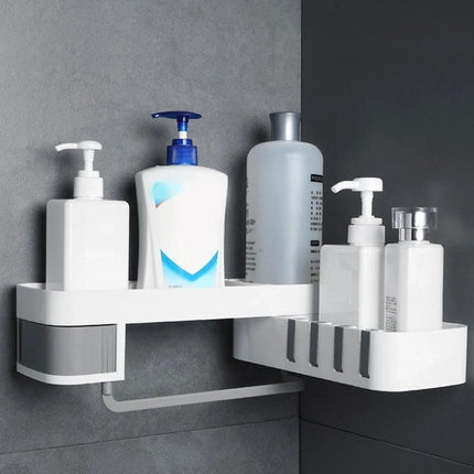 Practical Wall-Mounted Shelf for Daily Bathroom Storage holding shampoo, soap dispensers and toiletries to keep countertops clutter-free