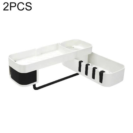 Practical Wall-Mounted Shelf for Daily Bathroom Storage in white with hidden hooks and towel bar, compact organizer for toiletries and kitchen items