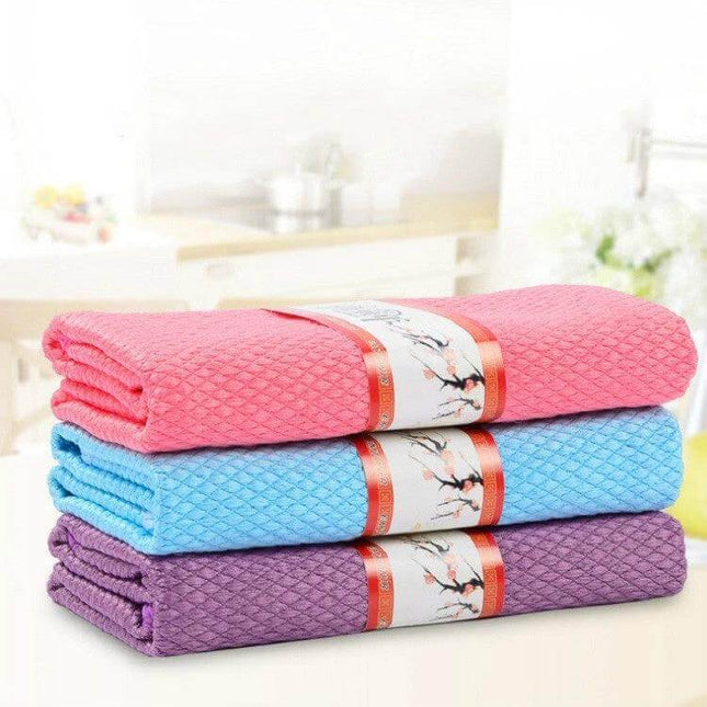 Kitchen Glass Cleaning Towel 30 By 40 Cm Soft Nonwoven Rag - pink blue purple stacked lint-free absorbent kitchen glass cloth