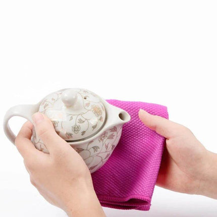 Kitchen Glass Cleaning Towel 30 By 40 Cm Soft Nonwoven Rag white cartoon pattern absorbent lint-free towel wiping teapot and glassware