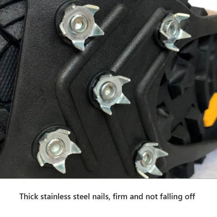 Ice Claw 8 Tooth Ice Cleats for Shoes Medium Size All Season close-up of 8-tooth steel studs on TPE rubber sole