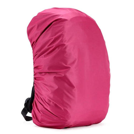 Waterproof Adjustable Rain Cover for Backpacks, 35L to 80L - bright pink cover protecting backpack from rain and dust
