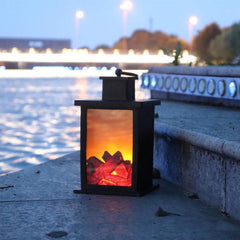 Retro Outdoor LED Lanterns with Charcoal Flame Effect for Cozy Ambiance