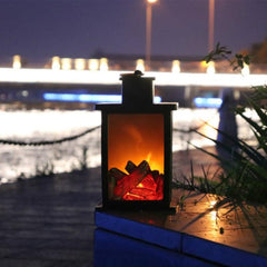 Retro Outdoor LED Lanterns with Charcoal Flame Effect for Cozy Ambiance