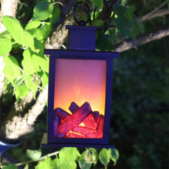 Retro Outdoor LED Lanterns with Charcoal Flame Effect for Cozy Ambiance